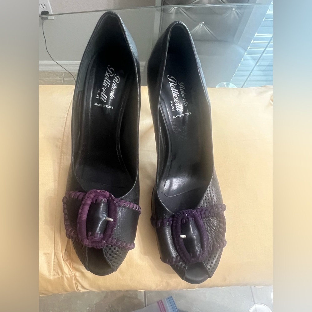 Roberto Botticelli Black and Purple Heels
